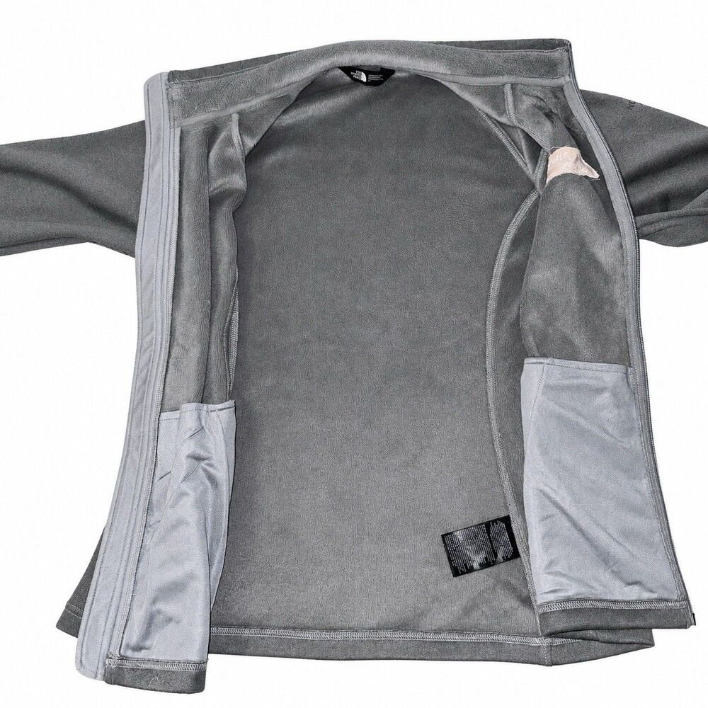 The North Face Womens L Gray Full Zip Stretch Fleece Jacket Logo - Picture 5 of 9